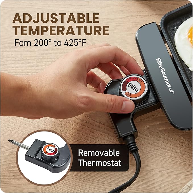 Elite Gourmet EGR8152 Electric 9.75" x 7" Personal Compact G miniatura 3