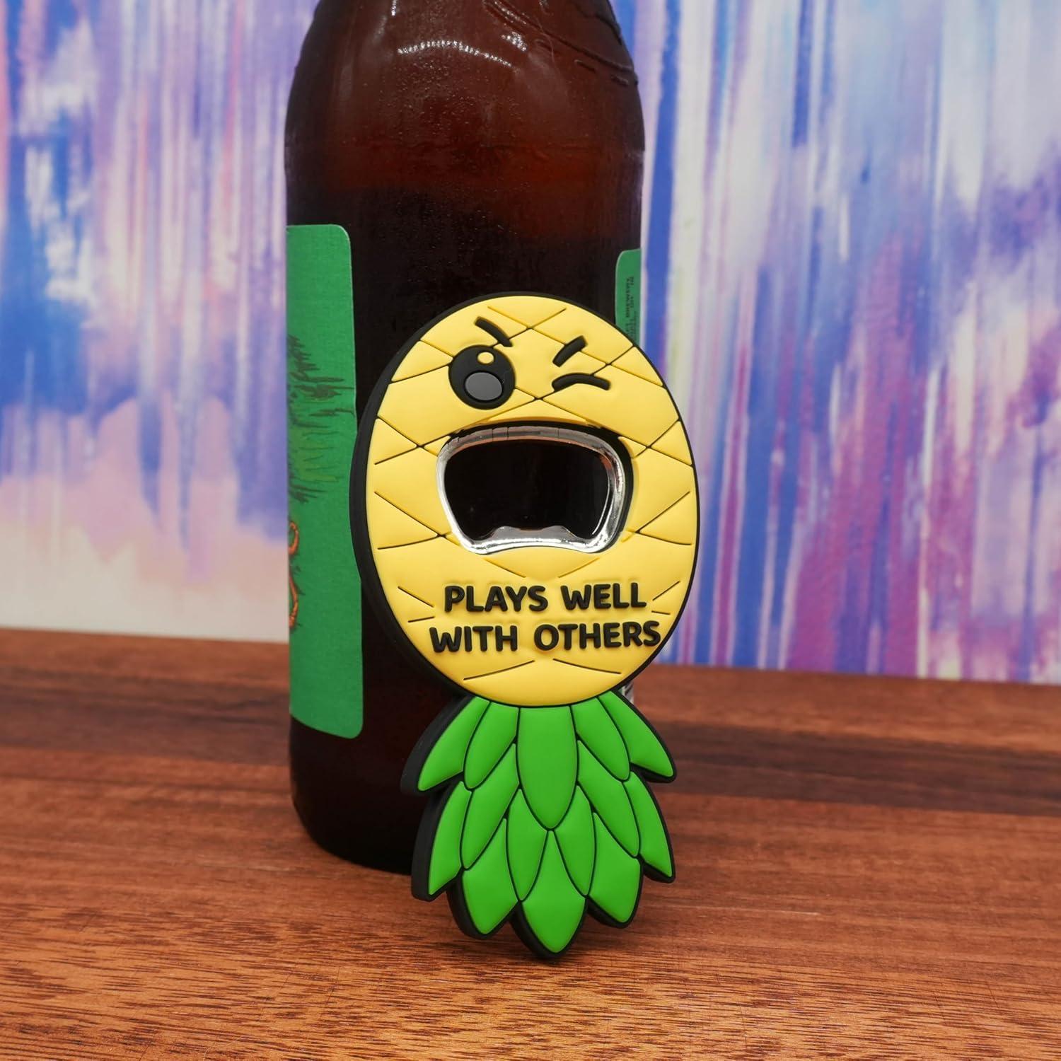 Funny Magnetic Bottle Opener – Beer Opener with Hilarious Saying – Strong Magnet for Fridge or Man Cave – Great Gag Gift for Beer Lovers, Dads, Friends - Upside Down Pineapple image 4