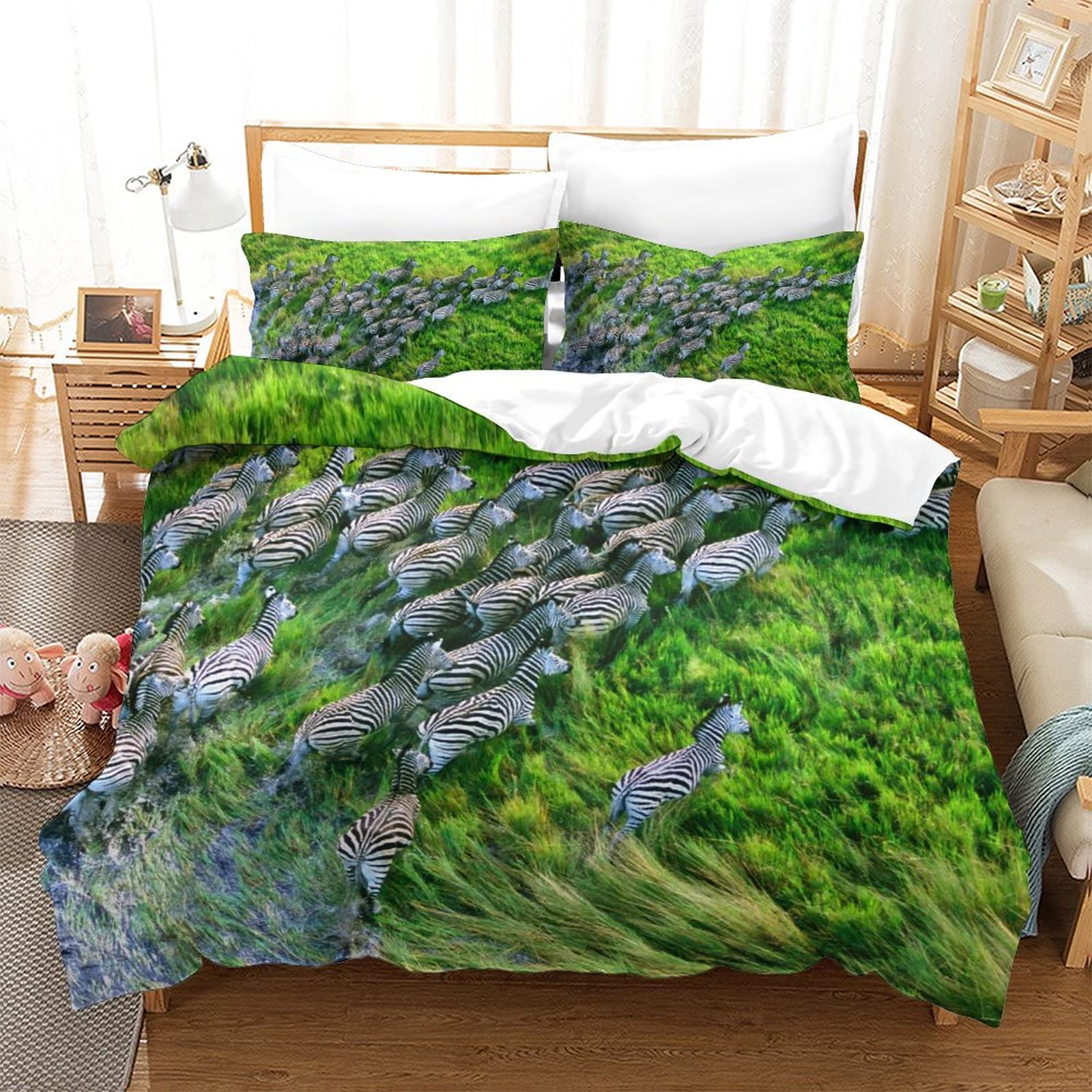 Housse de couette 220x240cm zèbre 3D parure de lit King size imprimé animal