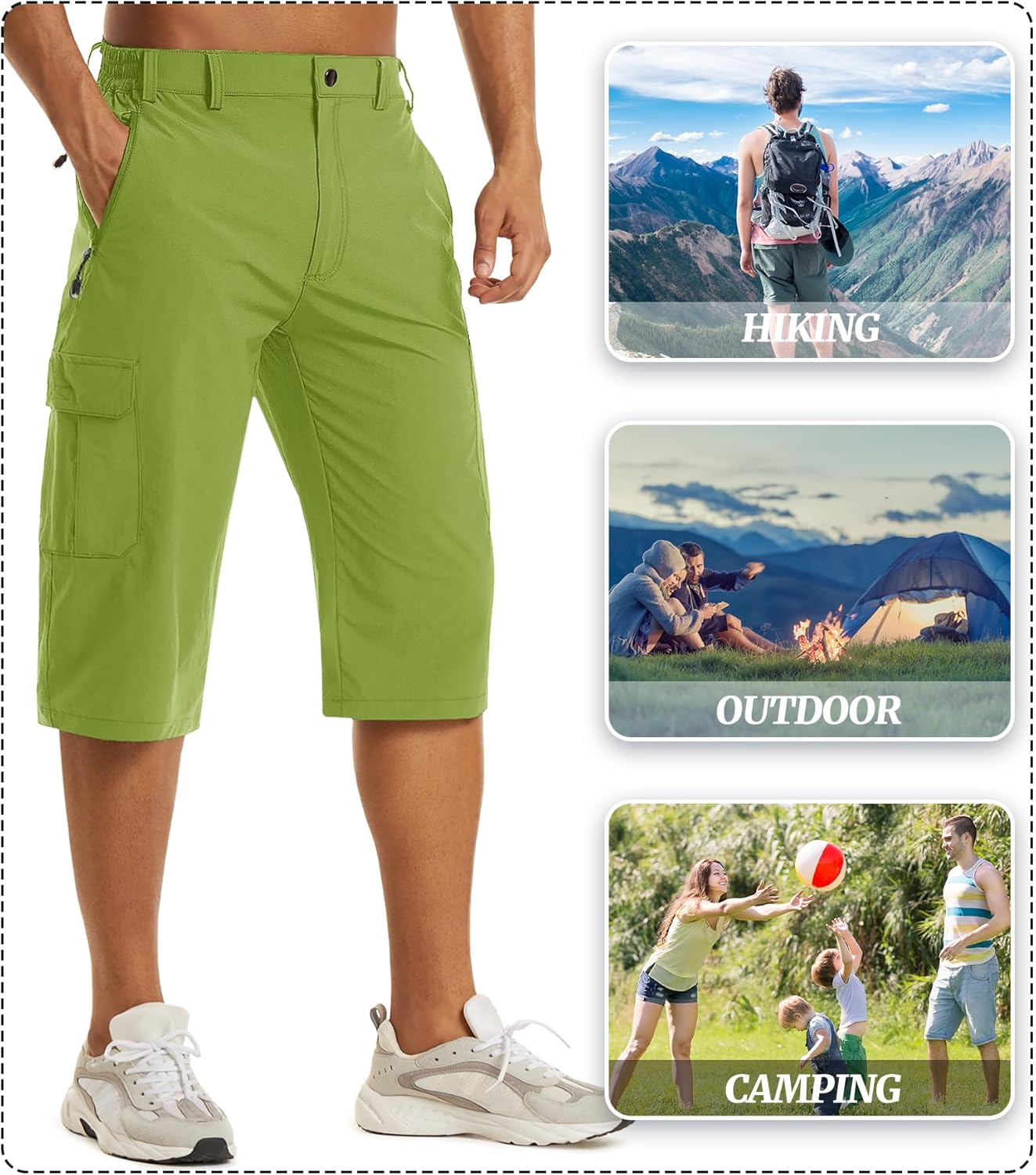 EKLENTSON Men's Workout Shorts Quick Dry Gym Hiking Shorts Zipper Pockets Lightweight Athletic 3/4 Capri Pants for Men