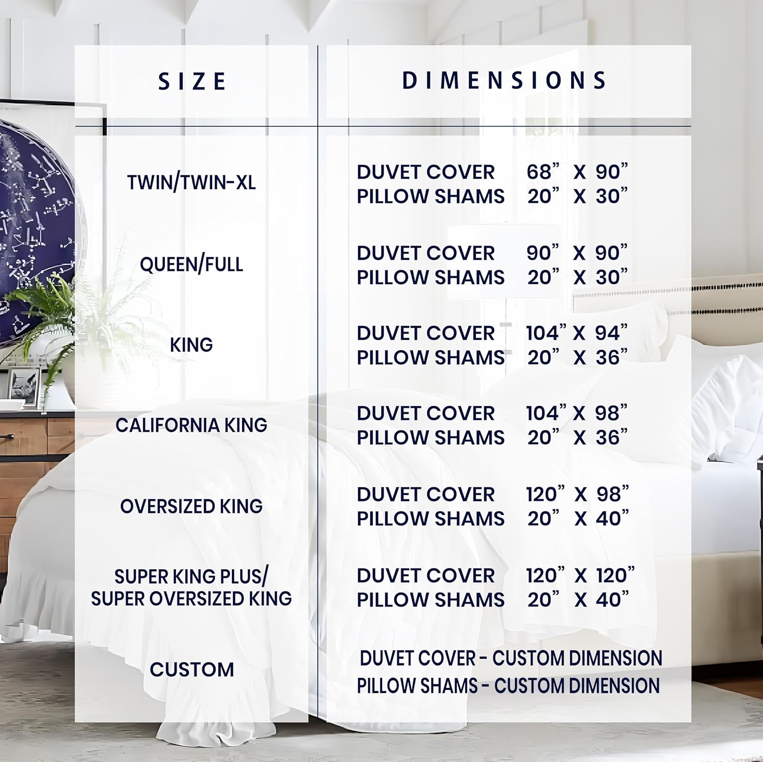 Kotton Culture 3 Pc White Ruffle Trim Duvet Cover Set Queen/Full Size -100% Egyptian Cotton 600 TC Frilled, Shabby Chic Bohemian-Vintage French Style- Farmhouse Decorative-Cute Comforter cover-90 x90