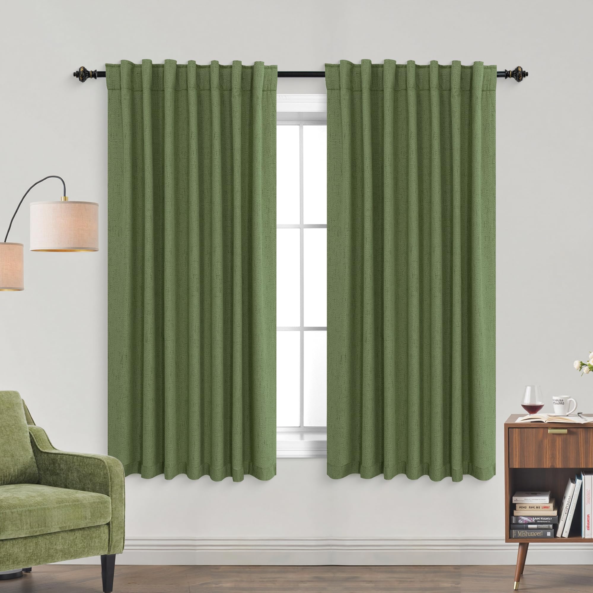 Amazon.com: KOUFALL Olive Green Curtains Short 54 x 52 Wide
