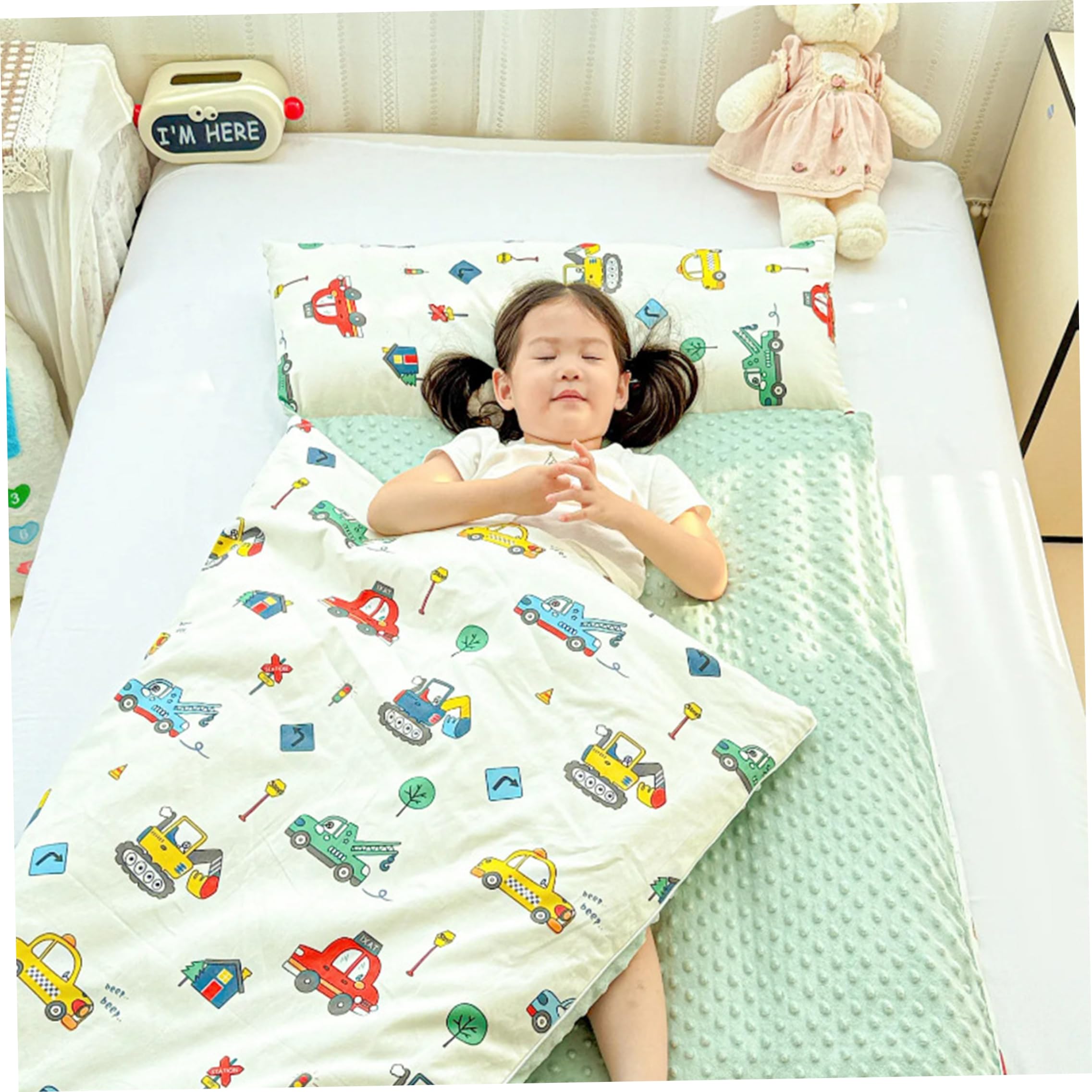 Schlafmatte für Kleinkinder mit Kissen und Decke, gerollte Schlafmatten, Schlafsäcke für Jungen und Mädchen, Kinderschlafsack für Kindertagesstätten, Vorschulreisen, Camping