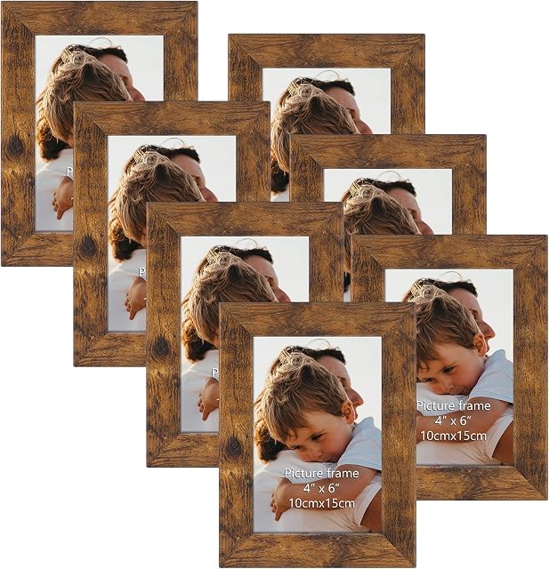 Vasemouh 6x4 Photo Frame, Wooden Vintage 4x6 Picture Frames Set of 7, Table or Wall Decoration.