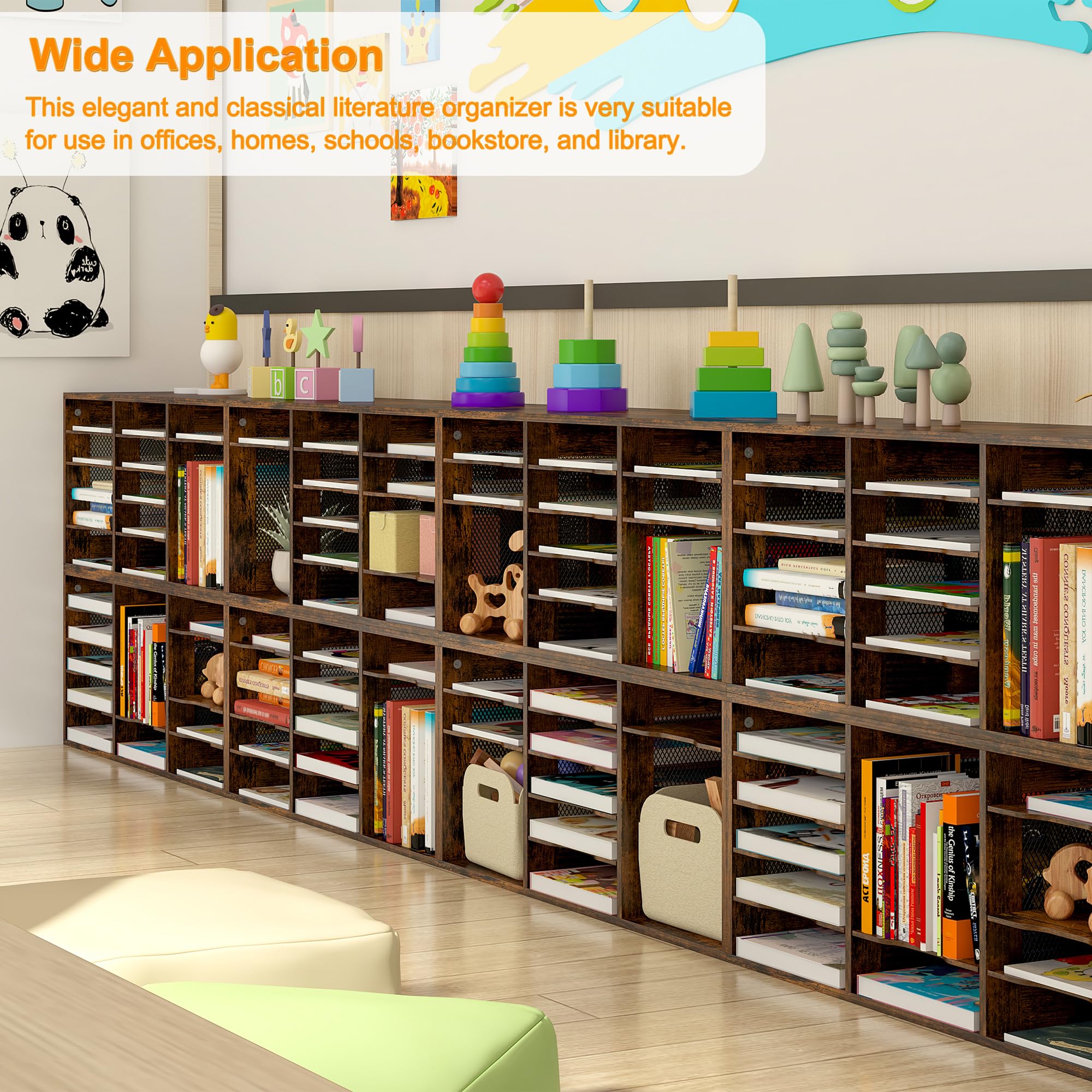 15 Fächer Hohe Kapazität Briefablage, verstellbarer Post-Organizer Ablagefächer Stapelbar Dokumentenablage a4 Schreibtisch-Papierablage-Organizer für Büro/Zuhause/Schule,Braun
