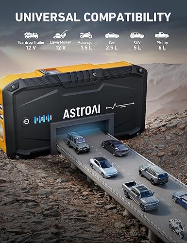 Miniatura 4 de AstroAI Arrancador de batería de coche S8, paquete de batería de arranque de coche para motores de gasolina de hasta 6.0L y 3.0L diésel, caja de