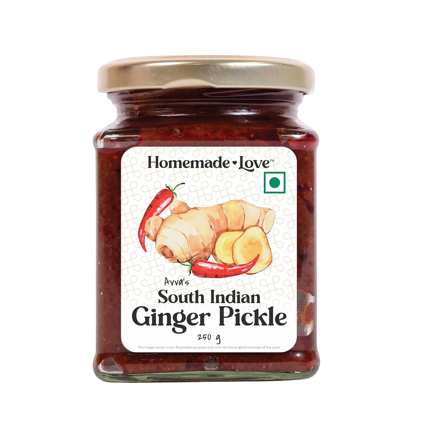 Homemade Love Ginger Pickle (250 Gm) | Traditional South Indian Taste Ginger Pickles | Adrak ka Achar Perfect for Rice, Dosa, Idli, Parathas | Home Made Ginger Ka Achar | No Preservatives