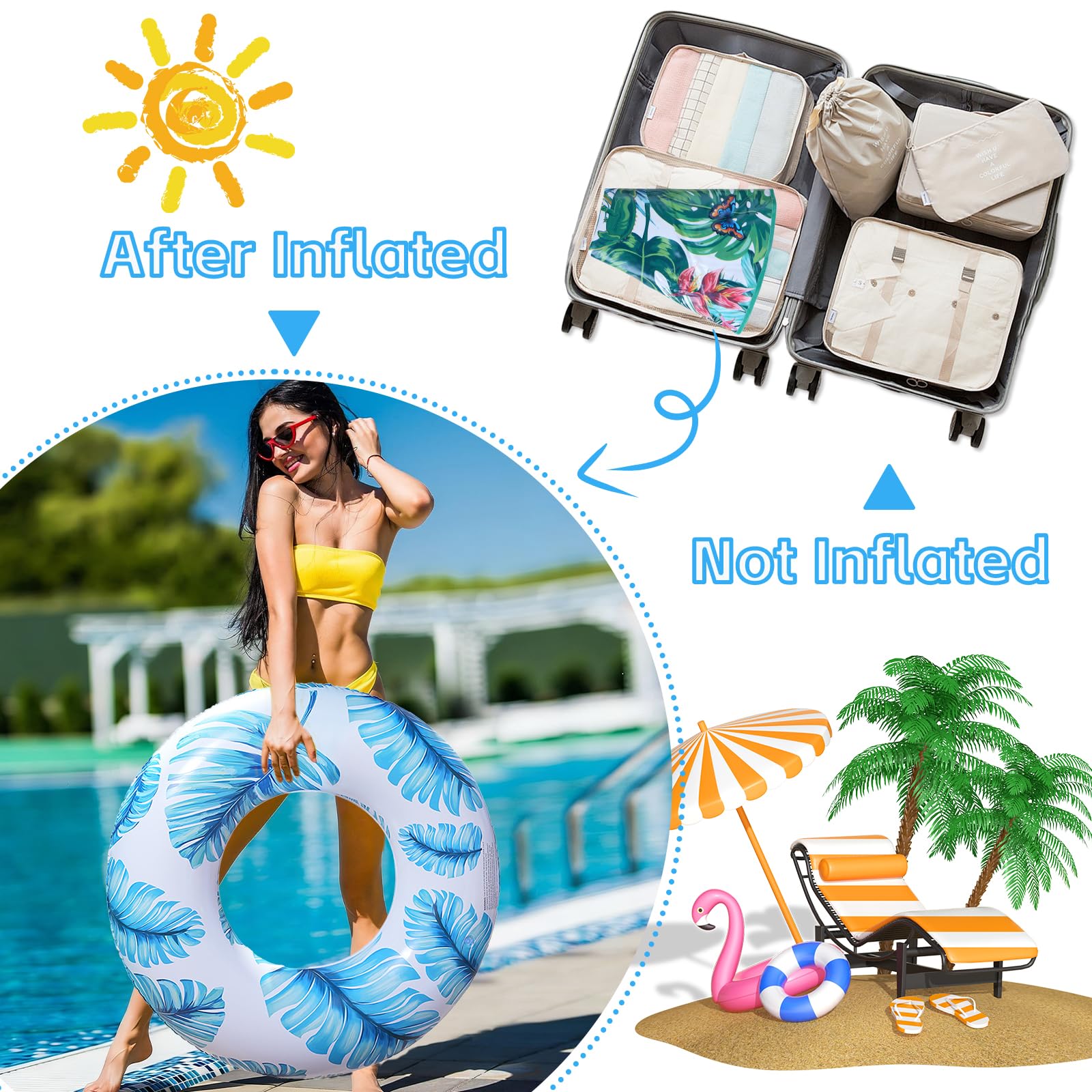 Inflatable Swimming Ring, Inflatable Pool Floats for Adults Durable Rubber Swimming Pool Tube - Image 5