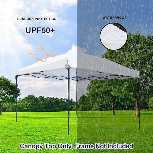Miniatura 3 de Cubierta superior de repuesto de toldo de 10 x 10 pulgadas, cubierta superior impermeable con cuerdas, toldo instantáneo, cubierta plateada para