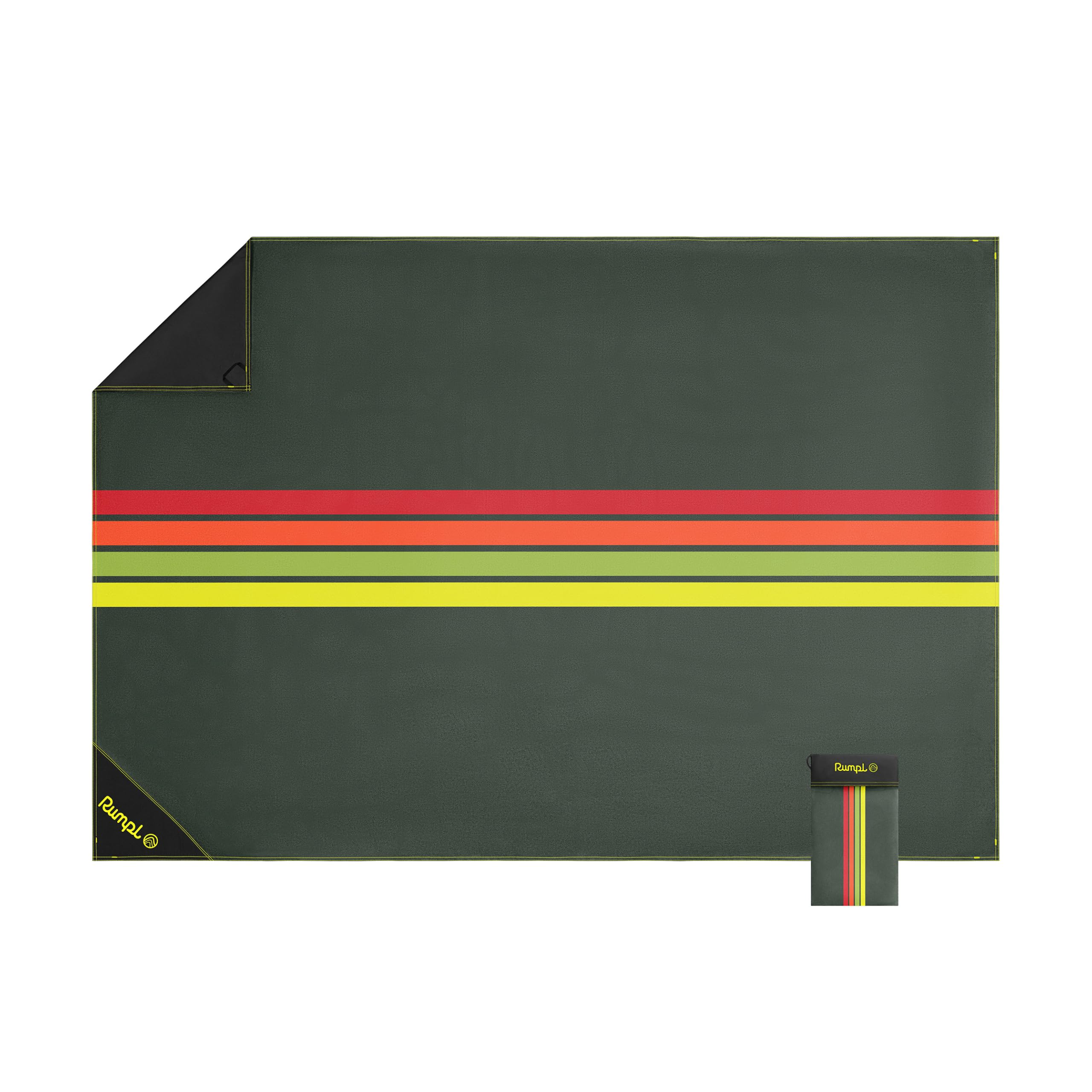 Rumpl Pack Mat Ultraportable Ground Mat, Large, Green Retro Stripes