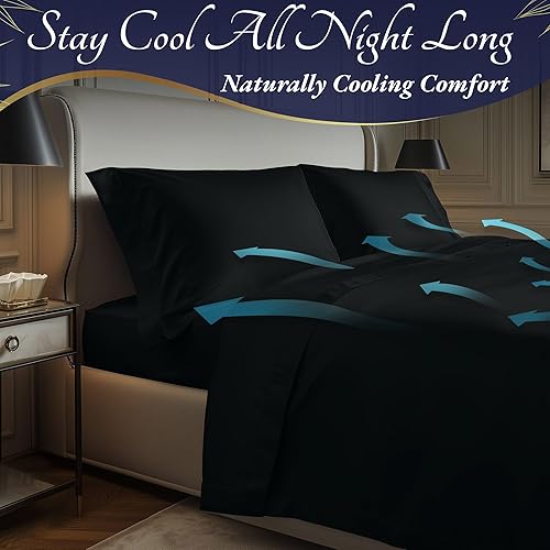 Miniatura 4 de DECOLURE Sábanas de bambú 100% viscosa orgánica tamaño California King, 4 piezas, ultra suave y lujosamente refrescante, bolsillo profundo de 16