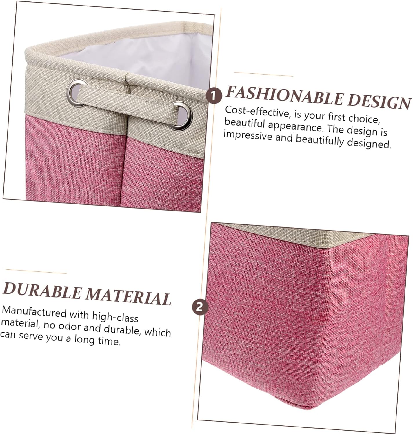 Xmas Clothing Basket Foldable Cotton Linen Pink for Clothes Toys image 3