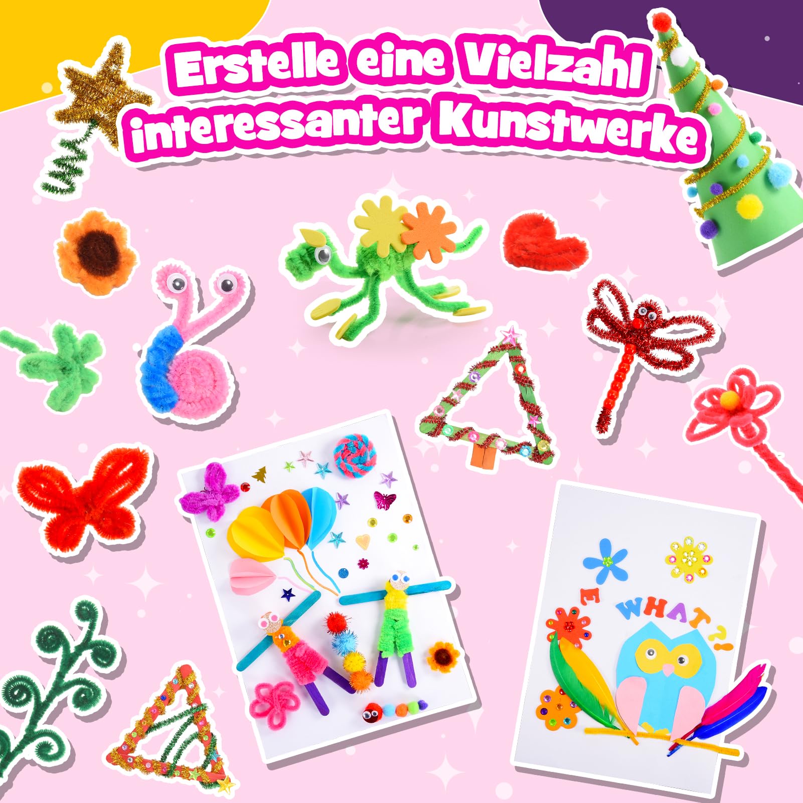 Bastelset Kinder ab 3-12 Jahre, 1800+Stück Spielzeug ab 3-12 Jahre Mädchen Geschenke 3-12 jahre Bastelset Kinder 4-9 Jahre Geschenk Mädchen 4-9 Jahre Geburtstagsgeschenk für Mädchen