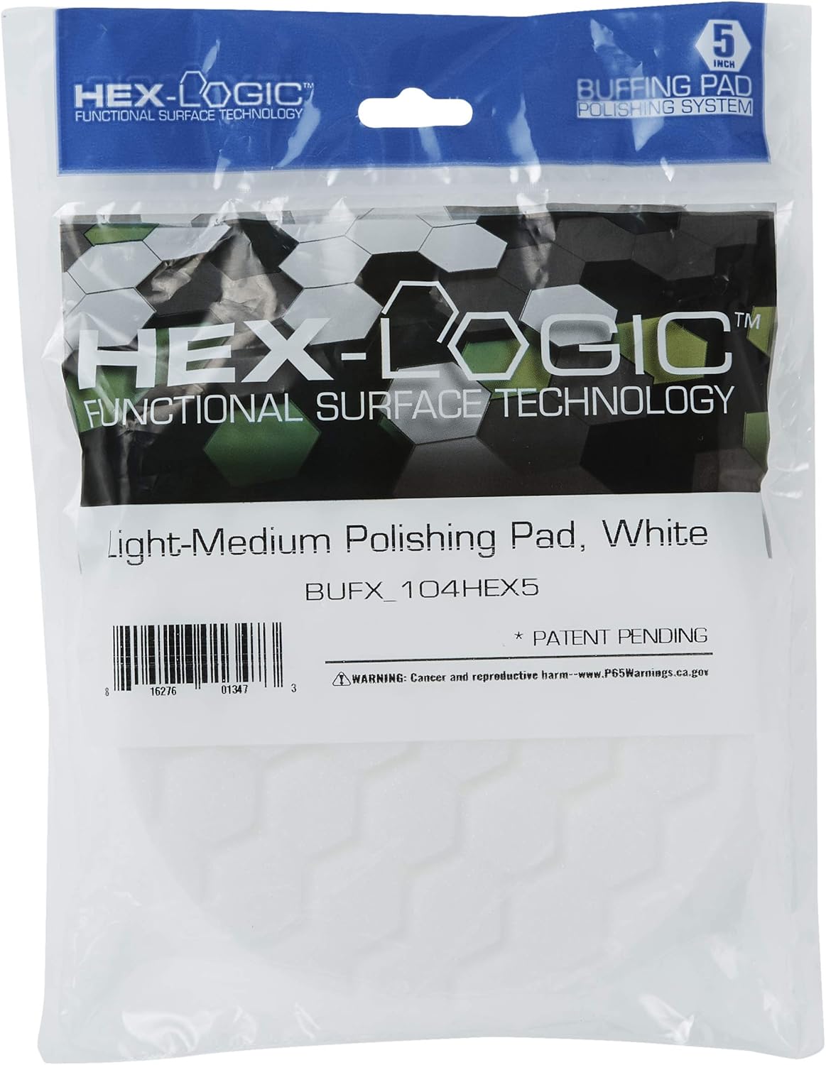 Chemical Guys BUFX_104_HEX5 Hex-Logic Light-Medium Polishing Pad, White, 5.5" Pad Made for 5" Backing Plates, 1 Pad Included : Automotive