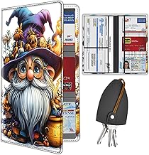 Car Registration and Insurance Holder, Auto Truck Comparment Accessories Case with Magnetic Closure for Driver License, Document, Cards, Waterproof PU Leather Glove Box Organizer, Halloween Dwarf
