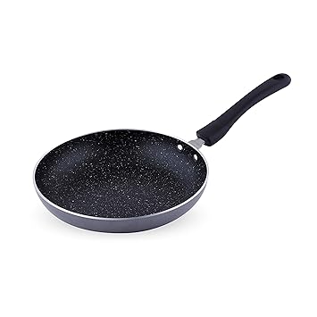 Attro Non Stick Gas and Induction Compatible Tapper Fry Pan/Omelette Pan/Fry Pan/Tapper pan240 mm, Spatter Finish, Black