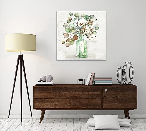 Miniatura 4 de Jaxson Rea Tre Sorelle Studios, lienzo envuelto en la galería "Boll de algodón y eucalipto en botella vintage", 35.8 x 35.8 in