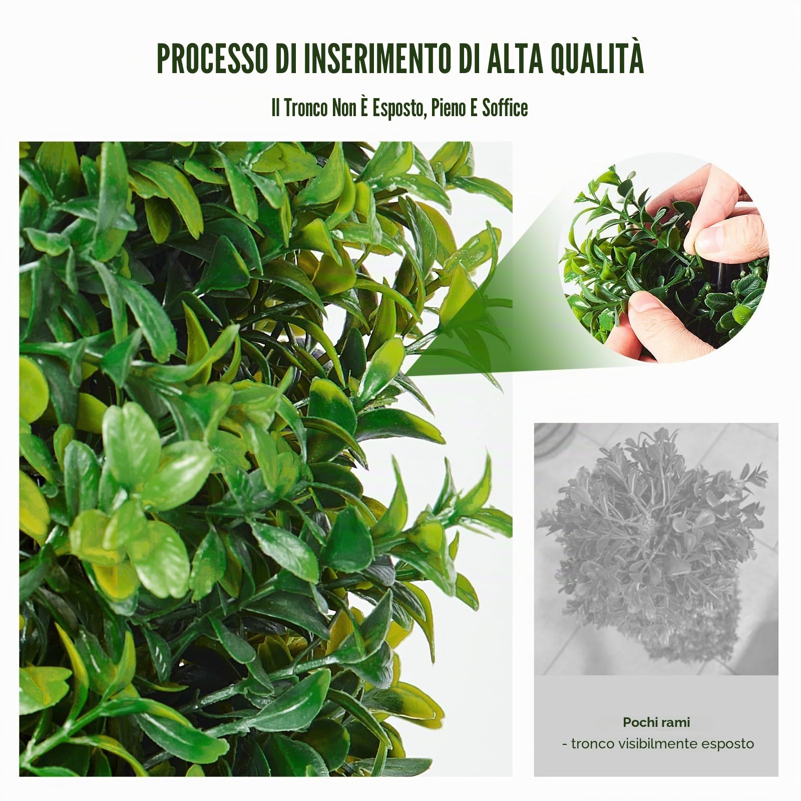 VEVOR Albero di Bosso Artificiale Topiario, 91,4 cm Altezza, 2 Pezzi, Alberi di Bosso Finti, Pianta Artificiale Verde con Foglie, Vaso, Decorazione, Set di Verde con Protezione UV per Arredamento