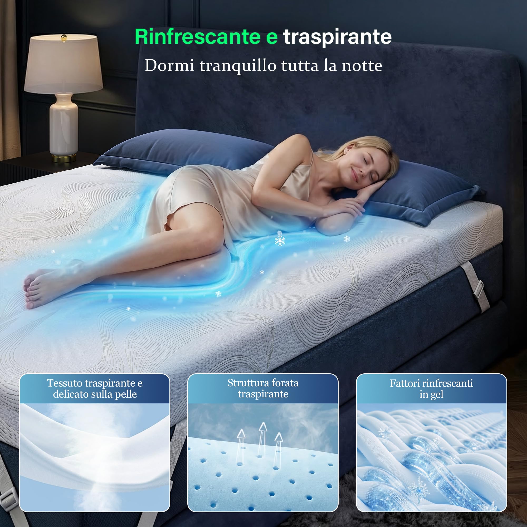 Topper Memory Foam 160x190 Gel Altezza 10 cm, Topper Matrimoniale Morbido e Traspirante con Fodera Sfoderabile Lavabile, Prova Sonno 100 Giorni, per Camper e Materasso