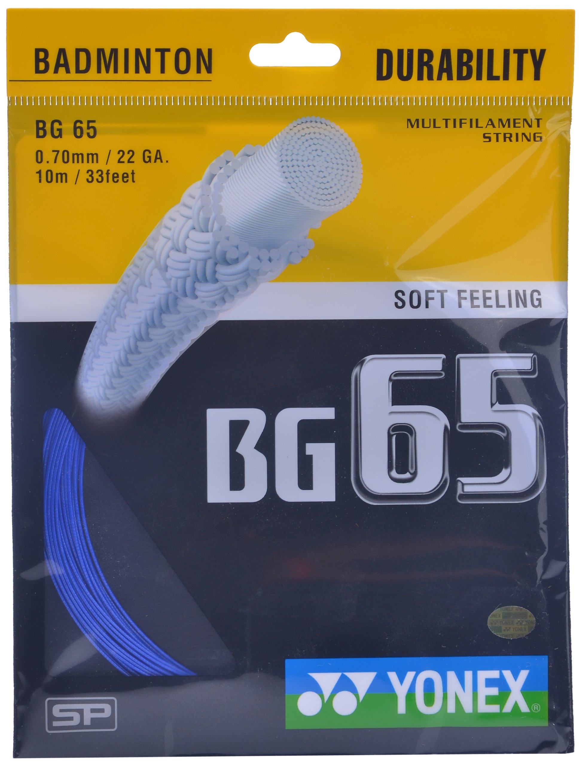 YONEX Fiber Badminton Strings BG 65, 0.70mm (Royal Blue)
