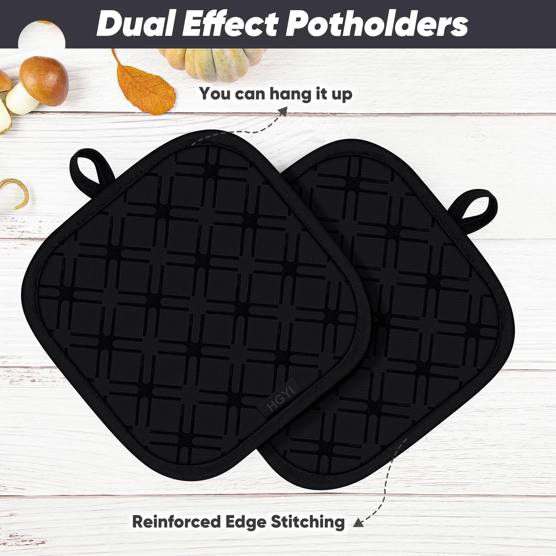 Juego de 6 manoplas de horno y soportes para ollas con paño de limpieza de microfibra, guantes de horno de silicona y soporte para ollas, paños de cocina para cocina, guantes de horno y almohadillas
