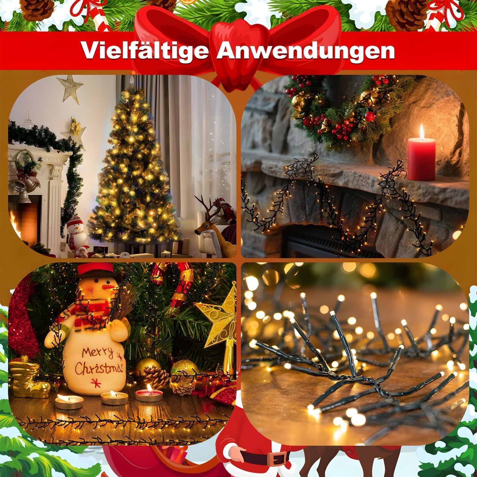 LED Lichterkette Weihnachtsbaum,18M 1200 LEDs Warmweiß Lichterketten Außen mit 12 Modi & Timer für Garten, Weihnachtsbeleuchtung mit Fernbedienung für Garten, Weihnachtsbaum, Hochzeit