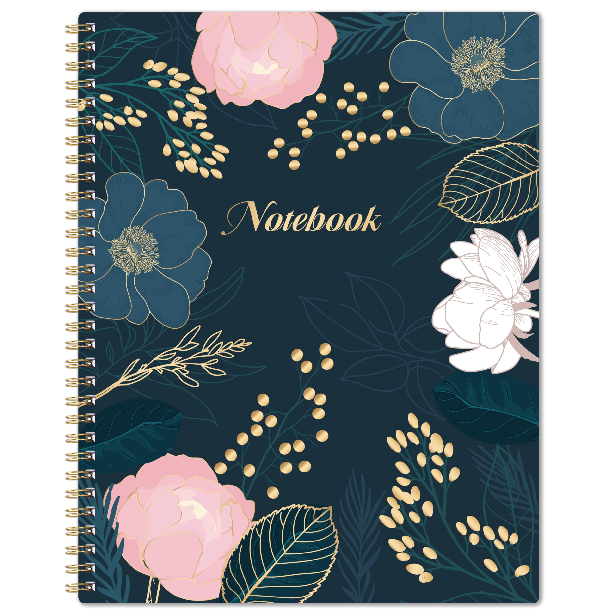 Ruled Notebook/Journal - Lined Journal, 8.5”x 10.5”, Spiral Notebook, College Notebook with 142 Pages (71 Sheets), Thick Paper, Back Pocket, Twin-Wire Binding, Round Corner, Perfect for Office & School