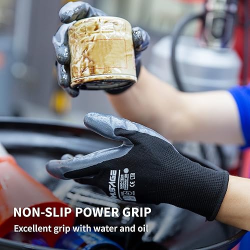 Miniatura 5 de Guantes de trabajo de seguridad - Guante protector para hombres y mujeres - Protección de mano ultradelgada - Para construcción, jardinería,