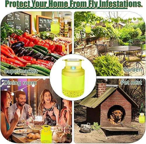 Miniatura 6 de Trampas solares para moscas al aire libre con 2 paquetes de atracción de moscas, no tóxicas alimentadas por energía solar, atrapamoscas para