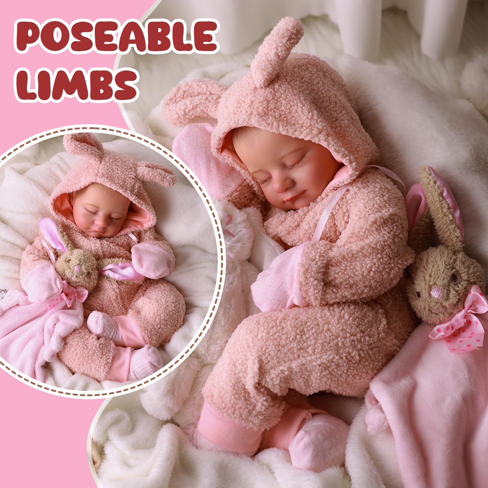 BABESIDE Poupée Reborn 20 Pouces Bébé Nouveau-né Endormi