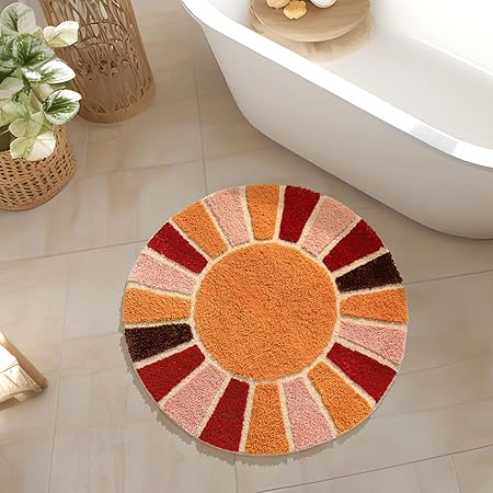 Amazon.com: NOTASA Boho Round Bathroom Rugs Circle Bath Mat Cute Bohemian Bath Rug for Bedroom ...