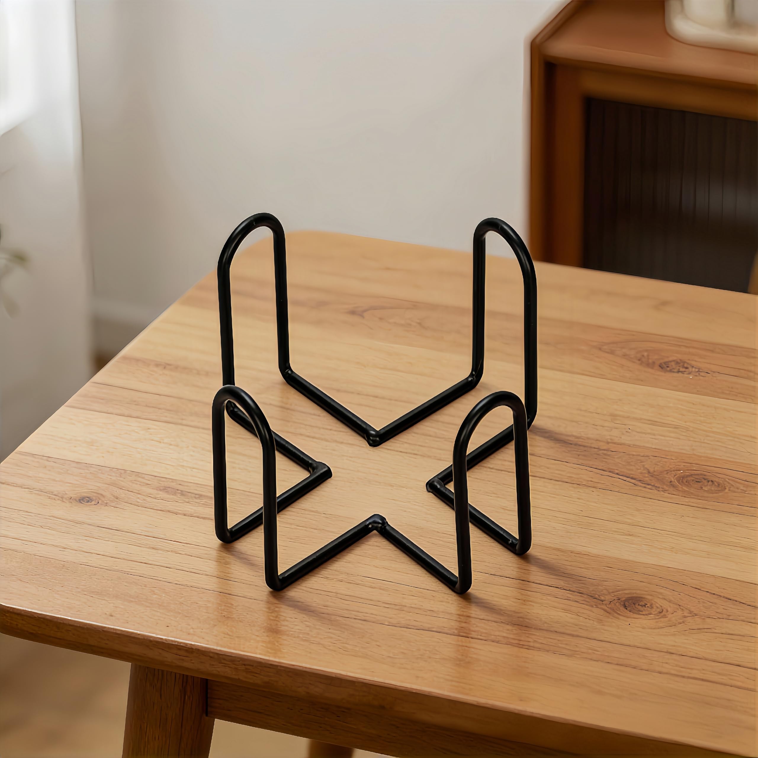 Sottobicchieri con supporto, supporto per sottobicchieri, in ferro, per sottobicchieri rotondi e quadrati da 10,2 cm (confezione da 4, nero)