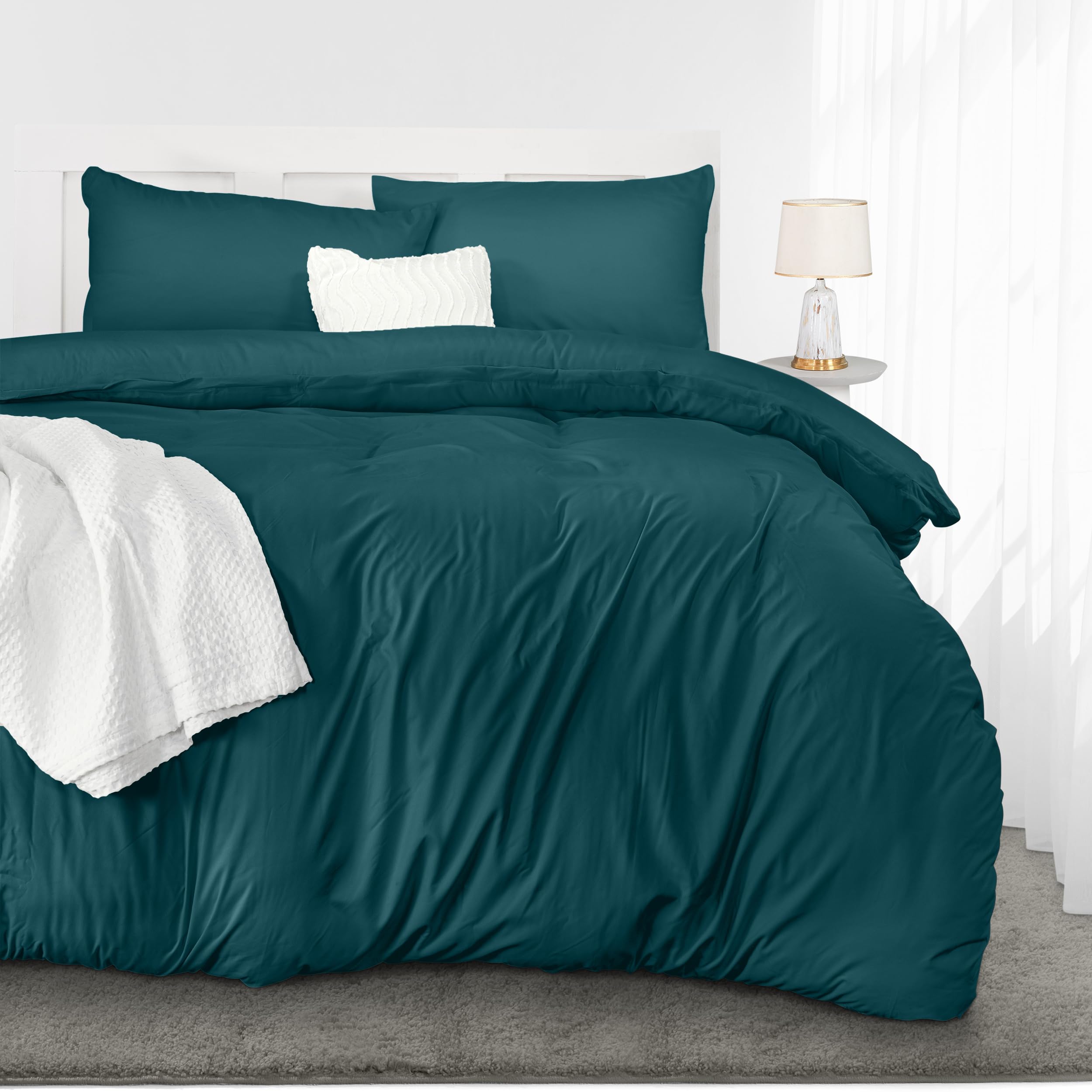 Utopia Bedding Copripiumino Una Piazza e Mezza - Microfibra Copripiumino 200x200cm + Federe 50x75cm - Verde Alzavola