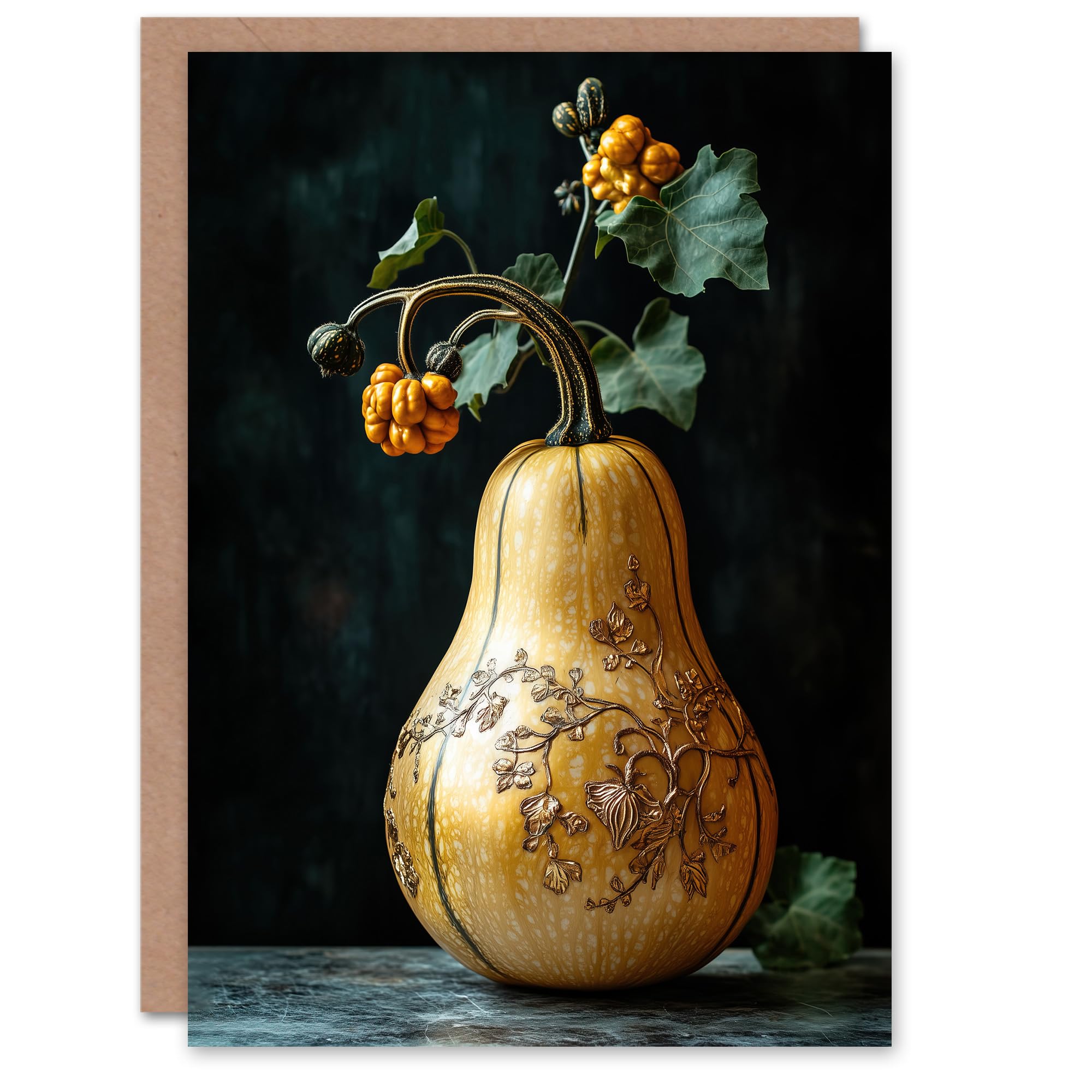 Artery8 Greeting Card Elegant Butternut Squash Filigree Vine Detail For Her Woman Birthday Card