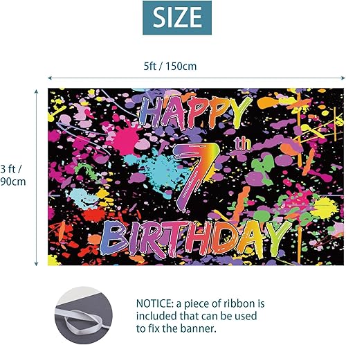 Miniatura 8 de Decoración de feliz cumpleaños número 12 que brilla en la oscuridad para niñas y niños, graffiti oficial con salpicaduras de pintura para