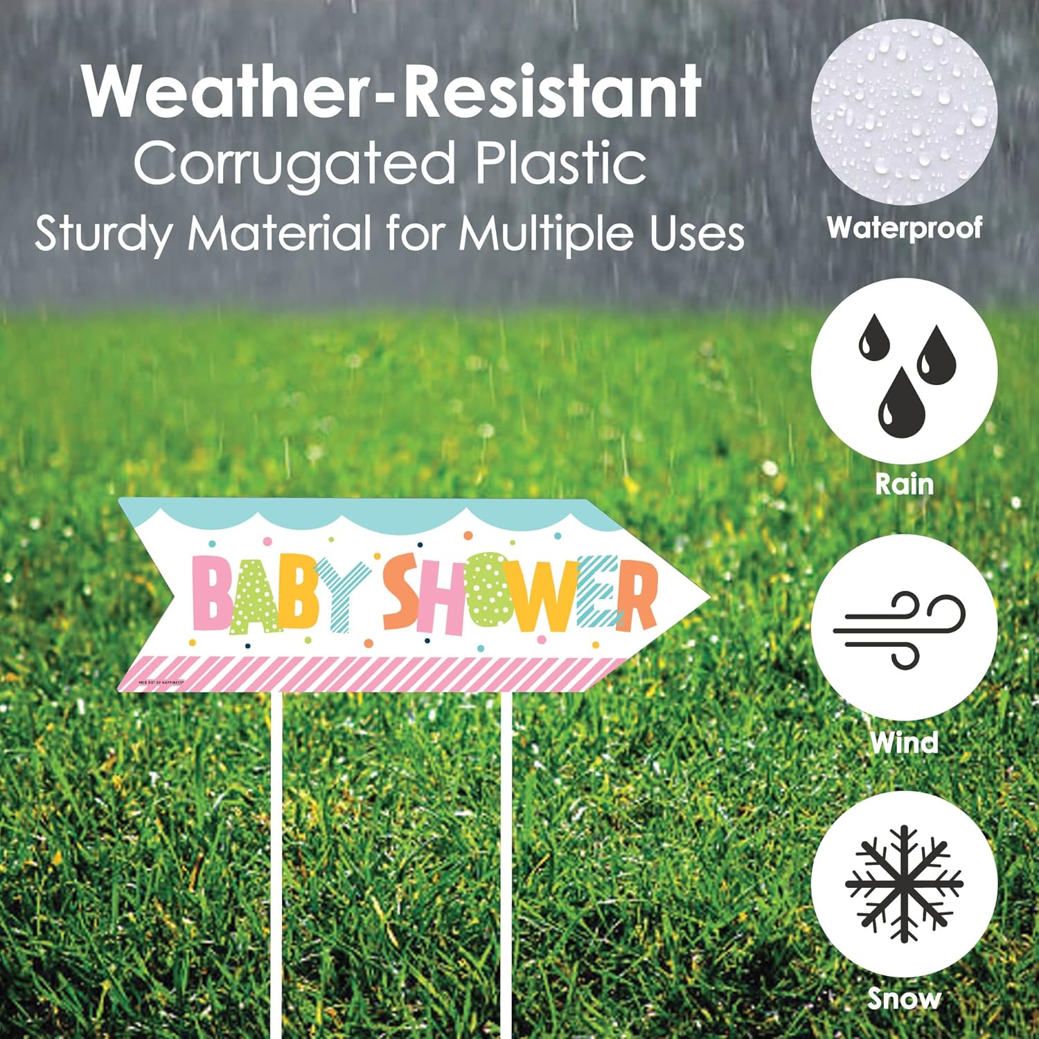 Big Dot of Happiness Colorful Baby Shower - Gender Neutral Party Sign Arrow - Double Sided Directional Yard Signs - Set of 2