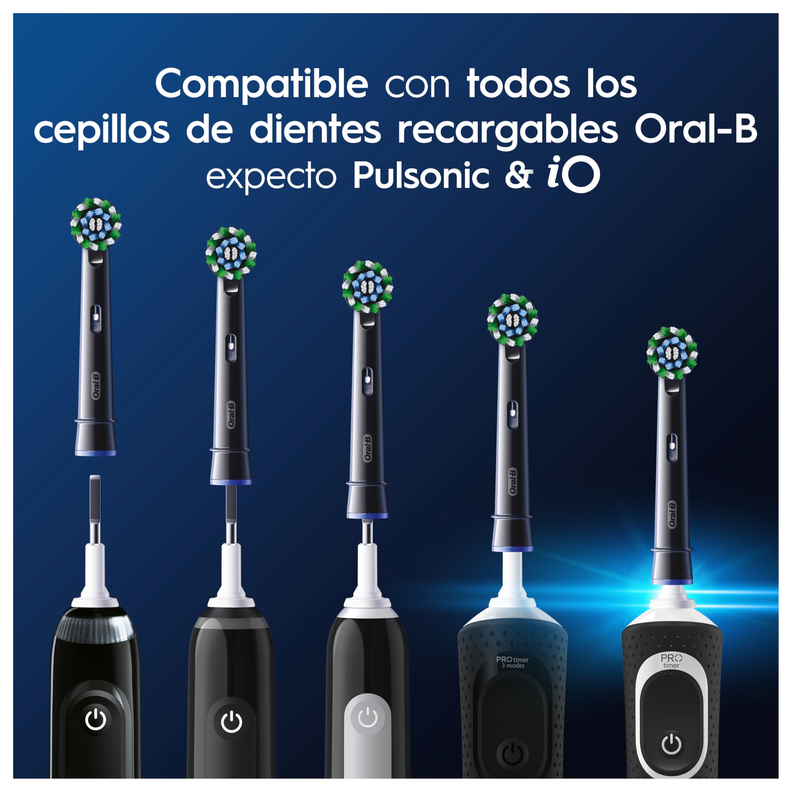 Oral-B Pro CrossAction Cabezales de Recambio Originales, Negro, Pack de 12 | Recambios para Cepillo Eléctrico Oral B Pro, con Indicador de Uso y Filamentos en Forma de X para Una Limpieza Profunda