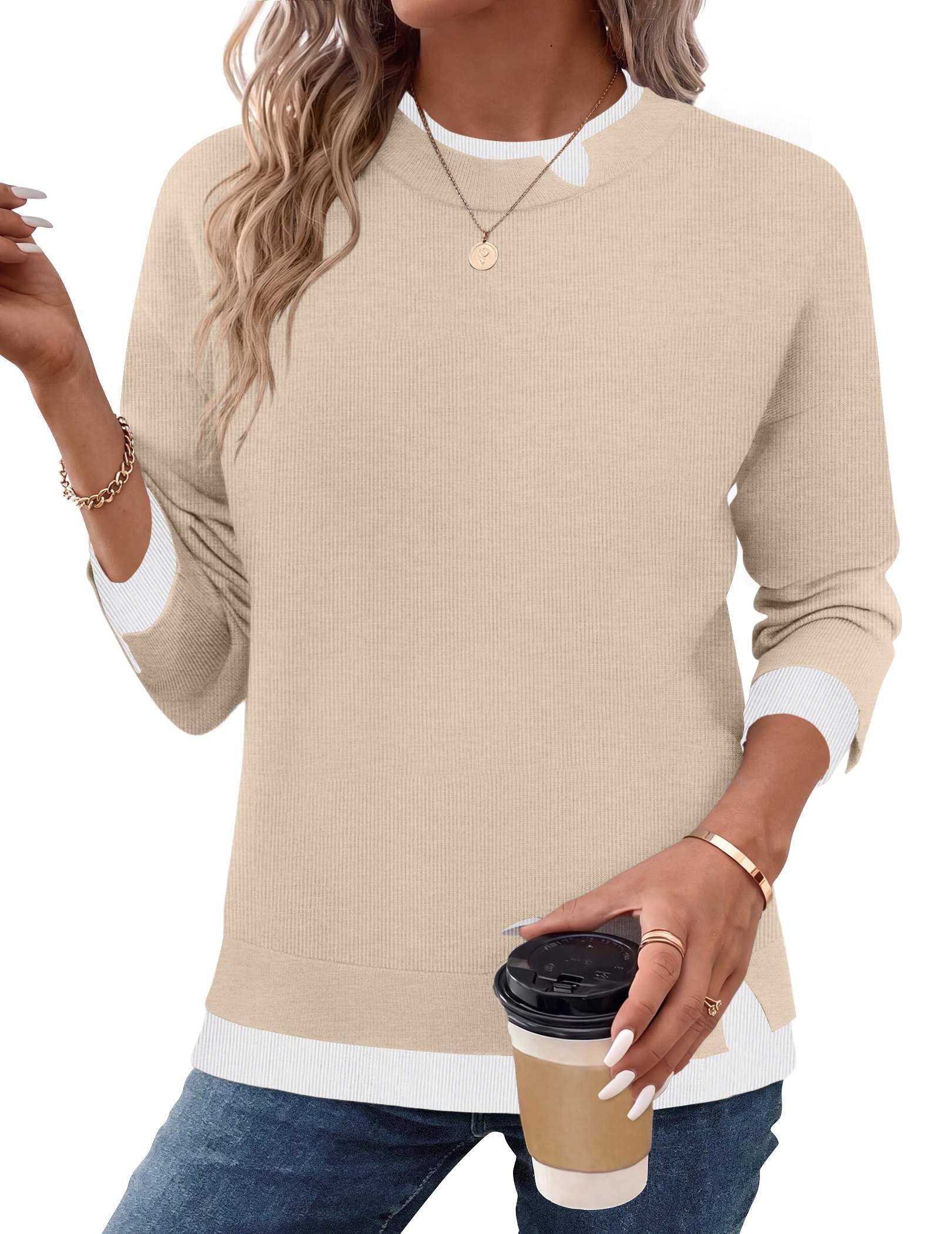Zeagoo Womens Sweaters Crewneck Long Sleeve Pullover Knit Tops Casual Loose Fall...