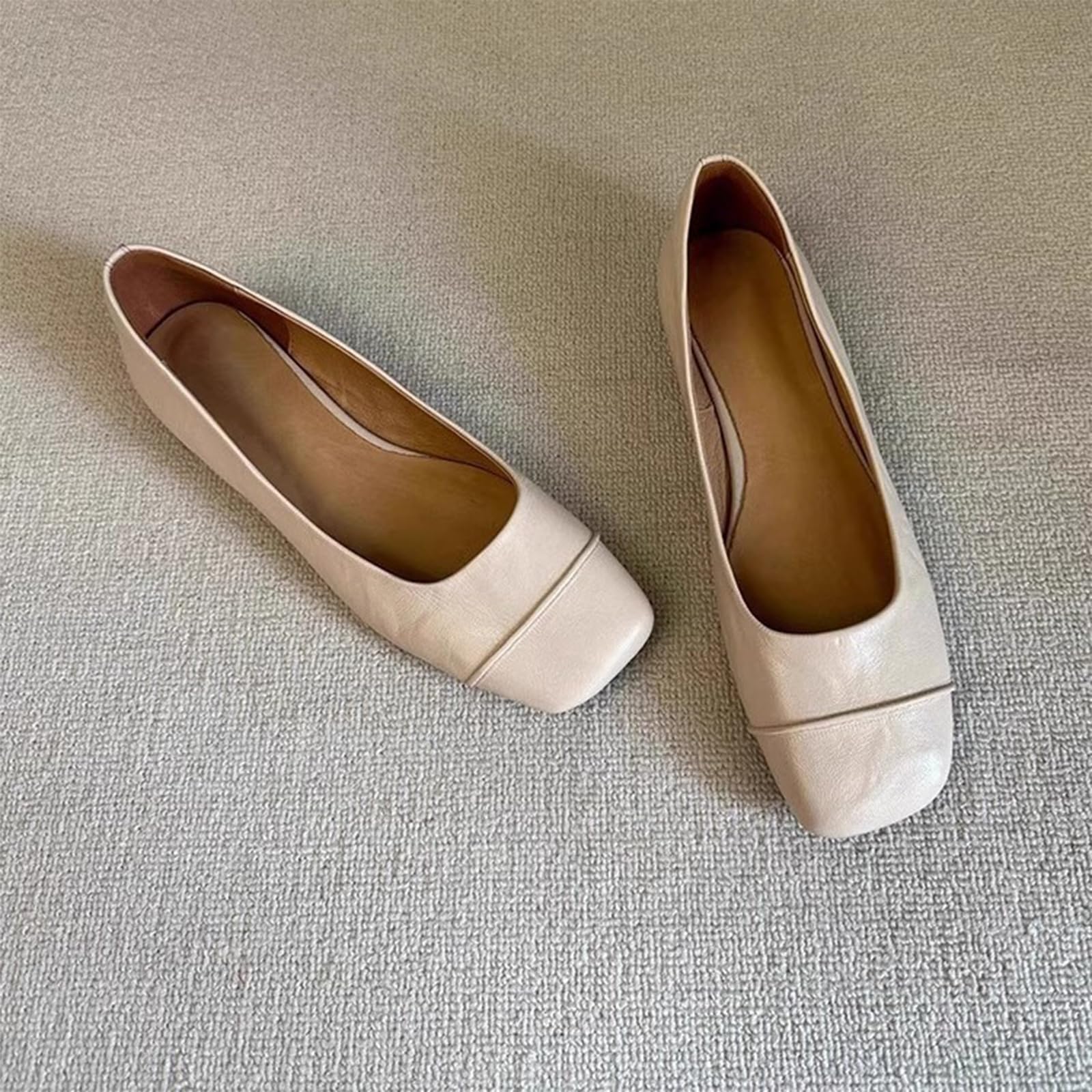 Buty damskie z kwadratowym noskiem baletki damskie płaskie buty damskie niski krój wsuwana skóra naturalna komfort szerokie stopy styl na co dzień chodzenie do biura biznesowego na co dzień