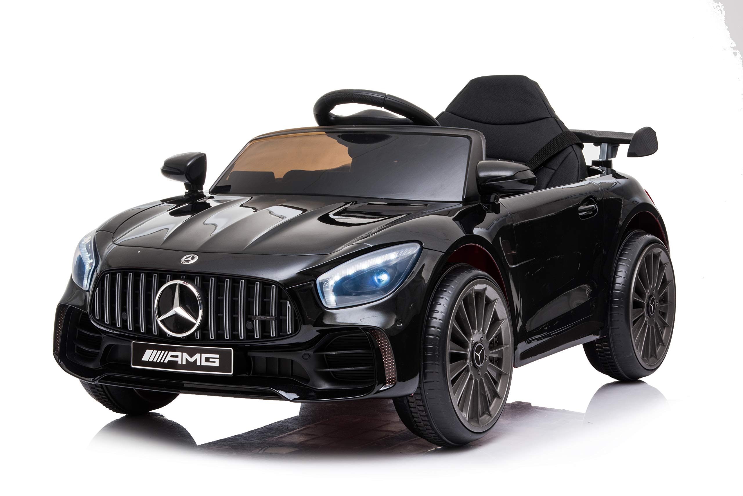 Baroni Toys Mercedes AMG Sport Coche Eléctrico para Niños Baby Car Full Optional, Coche Teledirigido Asiento de Plástico, Puertas Abatibles, Motor de 12 V, Carga de hasta 25 kg 1-4 Años, Negro