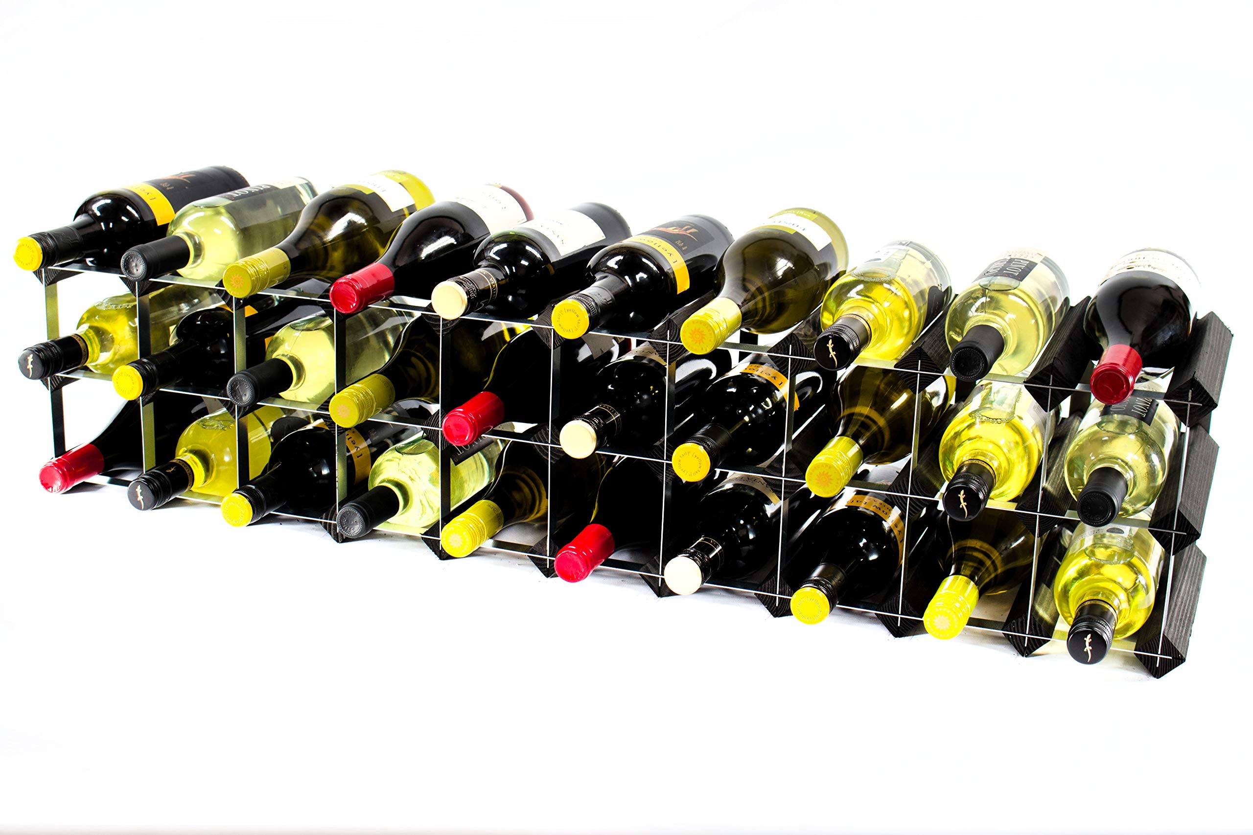 Cranville Wine Racks Black Classic 20/30 Bottle Cupboard Top Stained Wood And Galvanised Metal Wine Rack Ready Assembled