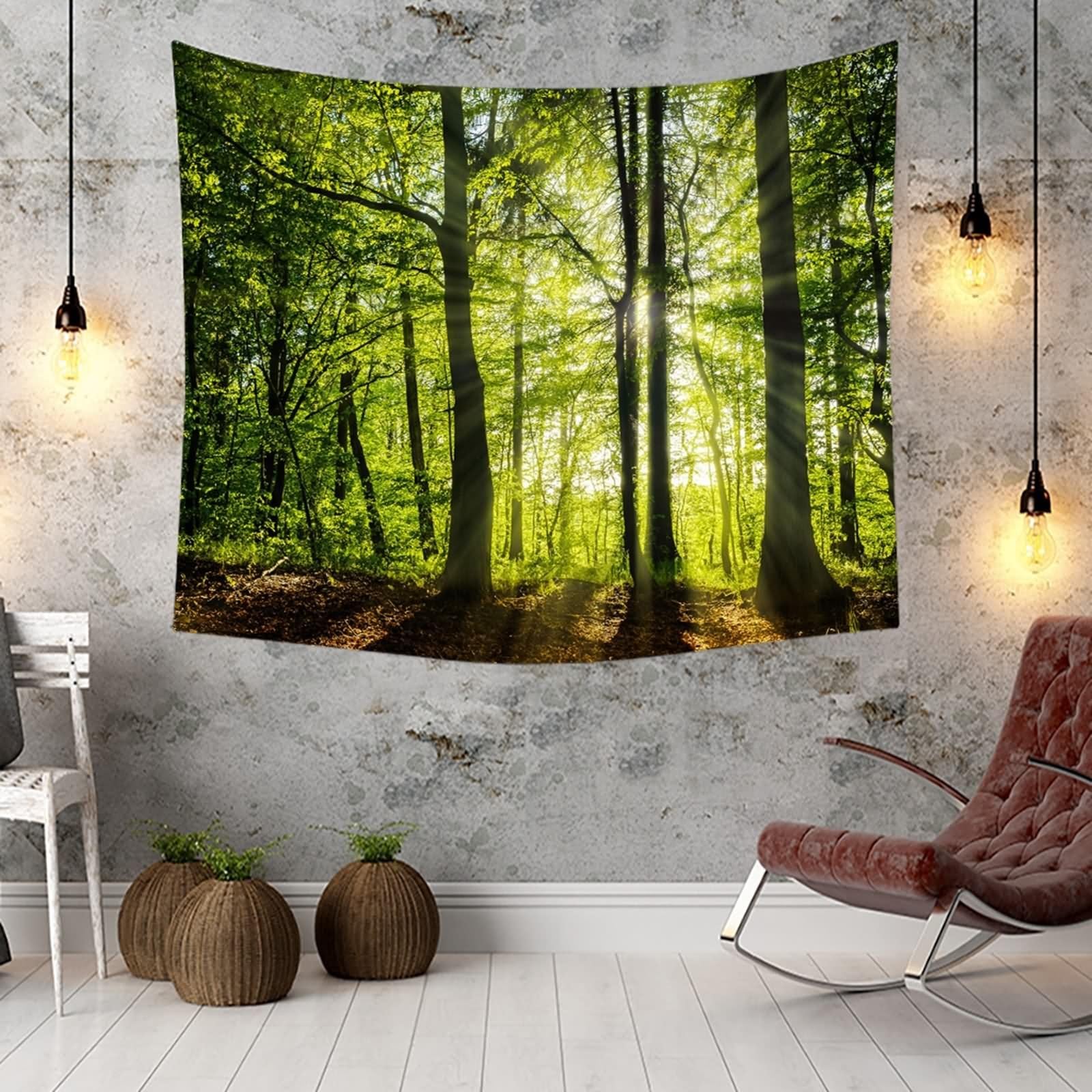 Tapiz estético para colgar en la pared, diseño de árbol, color negro y verde, 238 x 210 cm