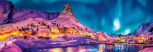 Miniatura 2 de Clementoni - 39747 Collection Panorama Puzzle - Colorful Night Over Lofoten Islands - 1000 Pieces - Adult Puzzle, Panoramic Jigsaw Puzzle, Made in