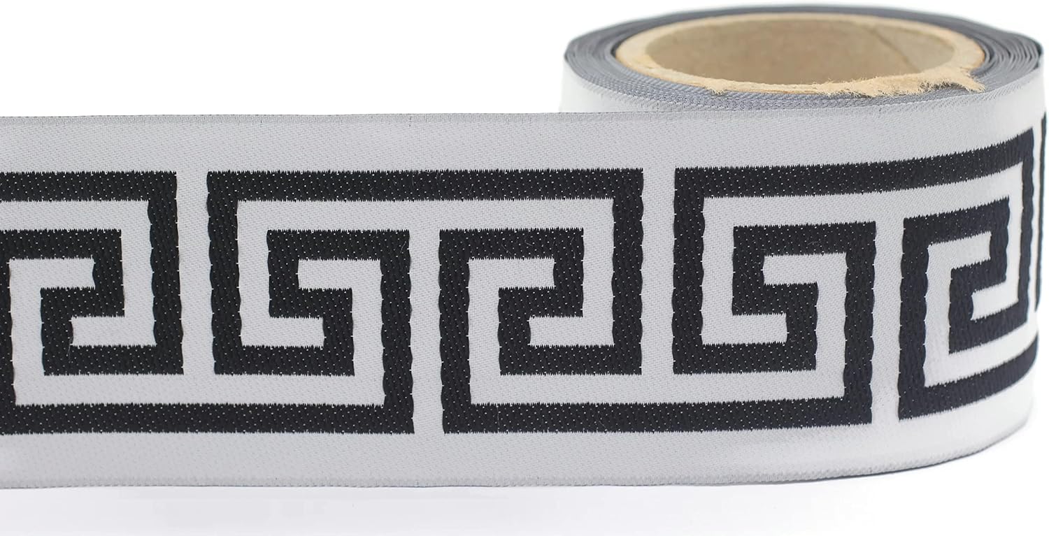3.8 Yards Spool 2.7" Greek Key Drapery Trim Jacquard Ribbon for Your Drapes Curtains Drapery Banding Trim Tape V15 176