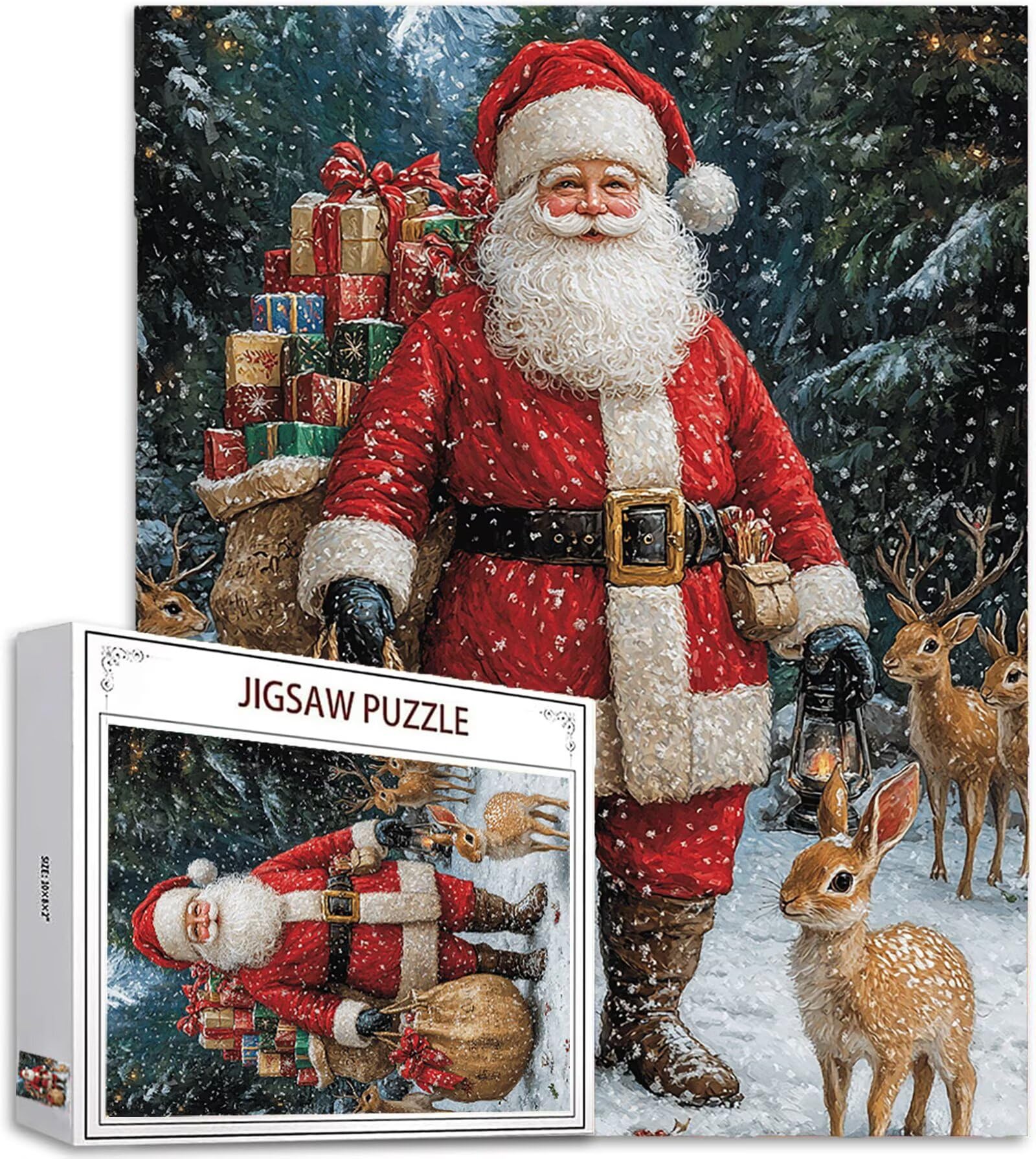 Puzzle 2000 Teile Erwachsene, Weihnachten Puzzle Schneeszene Muster Design, Groß Holzpuzzle Erwachsene 100x70cm Geschicklichkeitsspiel Teile mit Geschenkboxverpackung for Wanddeko Wohnzimmer, Model706