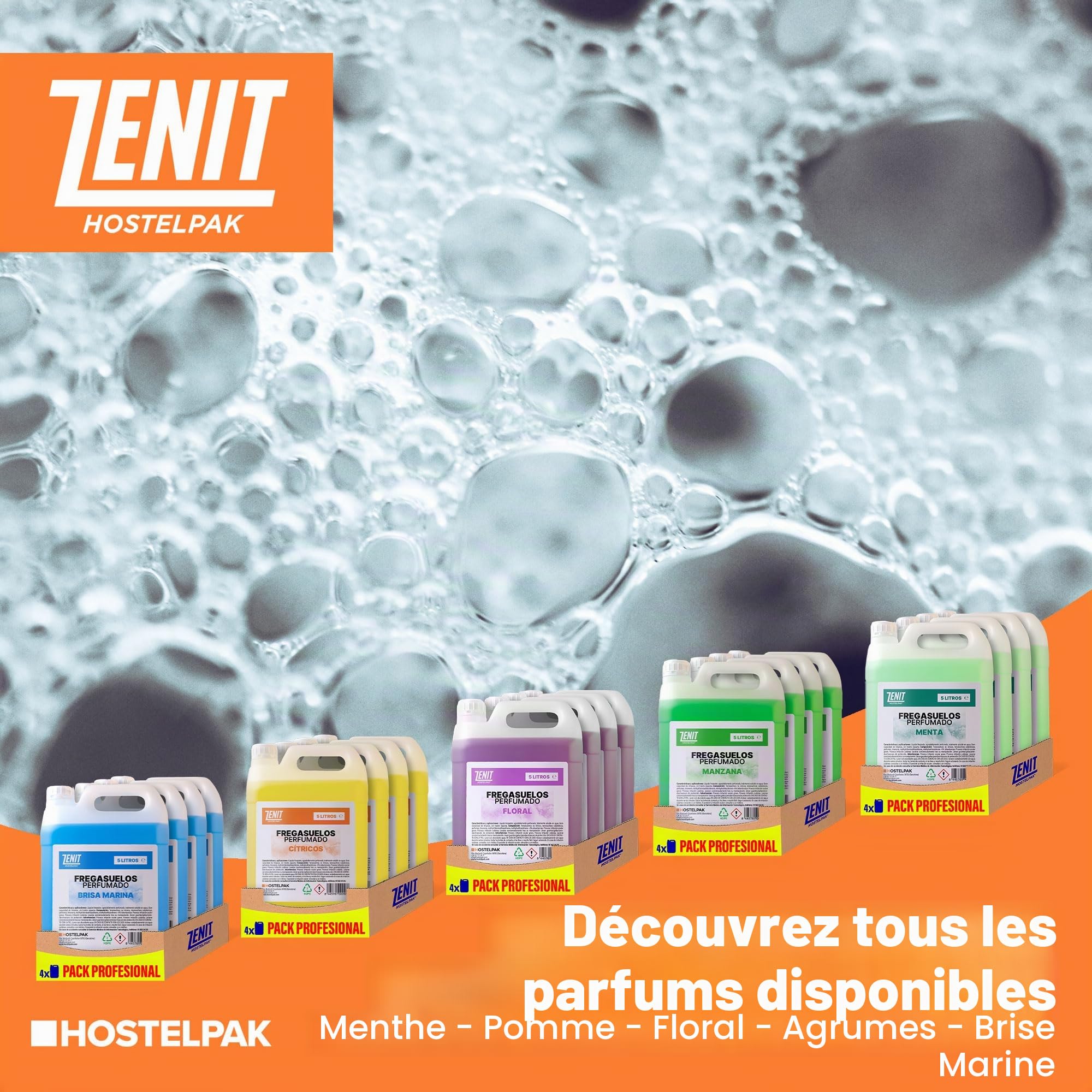 4 x 5 l – Nettoyeur de sol parfumé à la menthe poivrée professionnelle pour tous types de sols, arôme agréable et durable