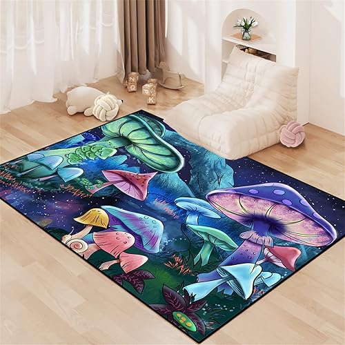 Miniatura 5 de Preciosa alfombra de hongos para niñas, ultra suave, con diseño de hongos de dibujos animados, para dormitorio, baño, hogar, sala de estar, lindos