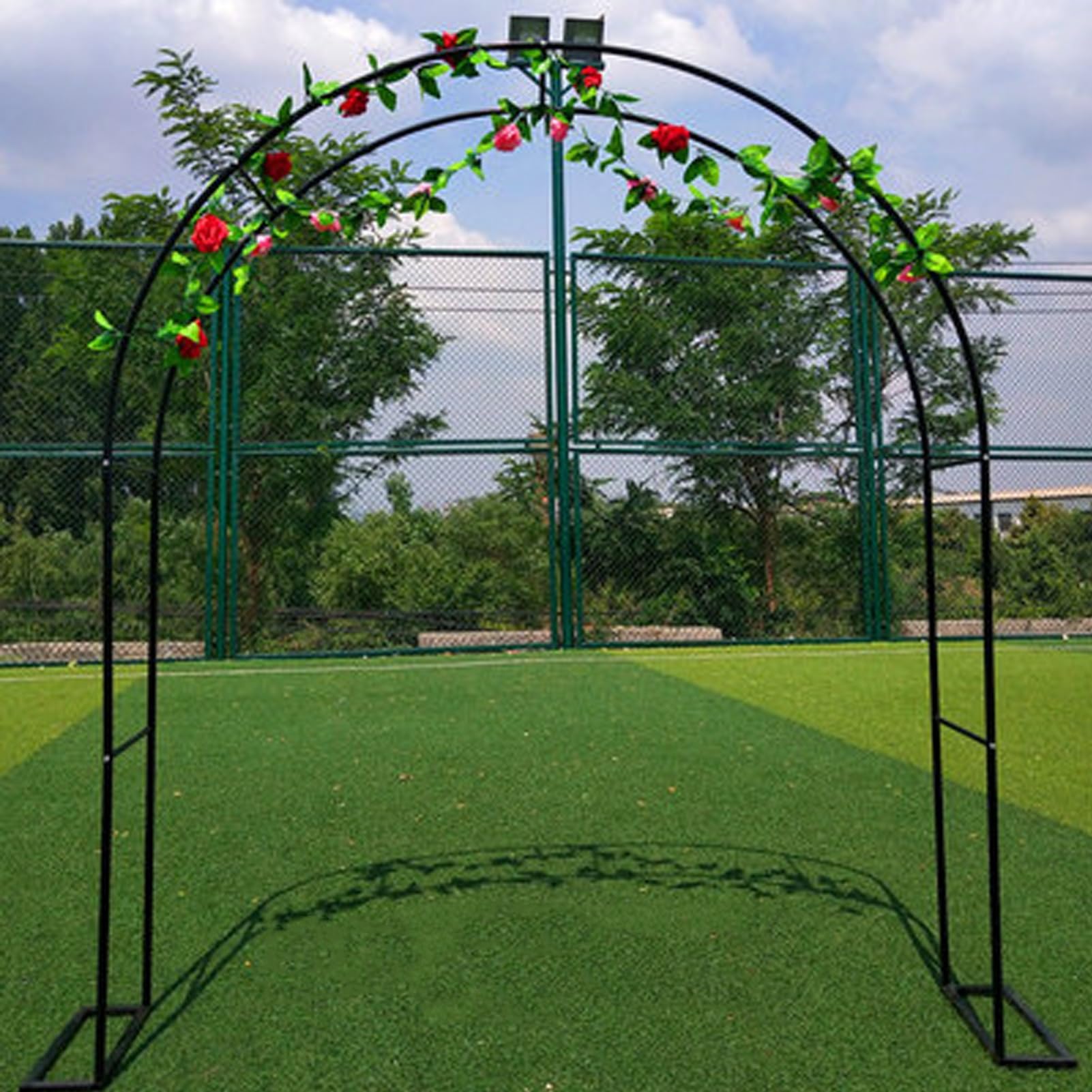Łuk ogrodowy na pergolę, czarna pergola ogrodowa, łatwa w montażu kratownica do roślin pnących, łuk ślubny, stojak na róże, dekoracja, 350 x 220 x 25 cm, dekoracja ogrodów