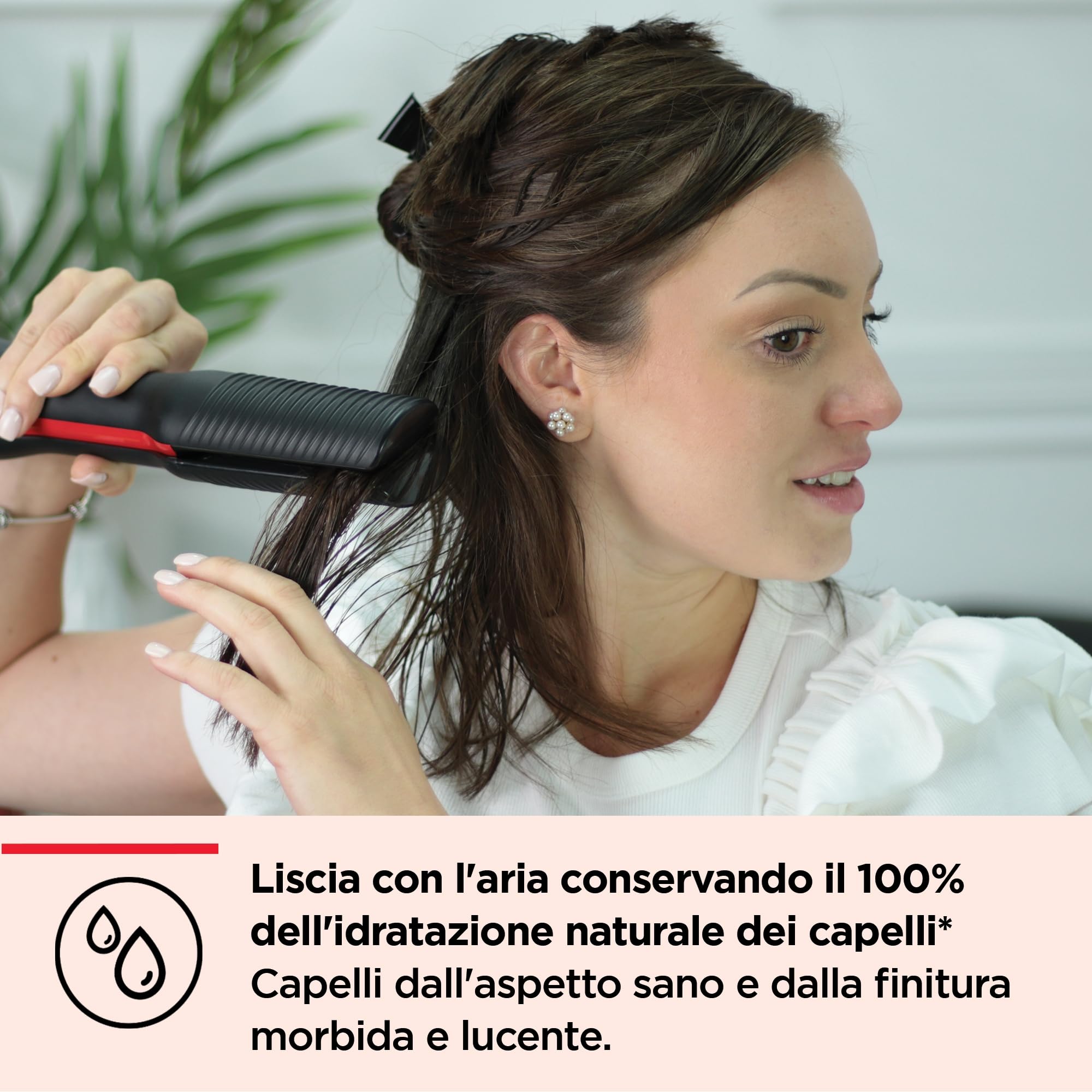 REVLON One-Step Air Straight Piastra ad aria e Asciugacapelli 2-in-1, Asciuga e liscia con l'aria calda, senza calore estremo - Piastre e denti infusi con olio di Argan RVDR5330E