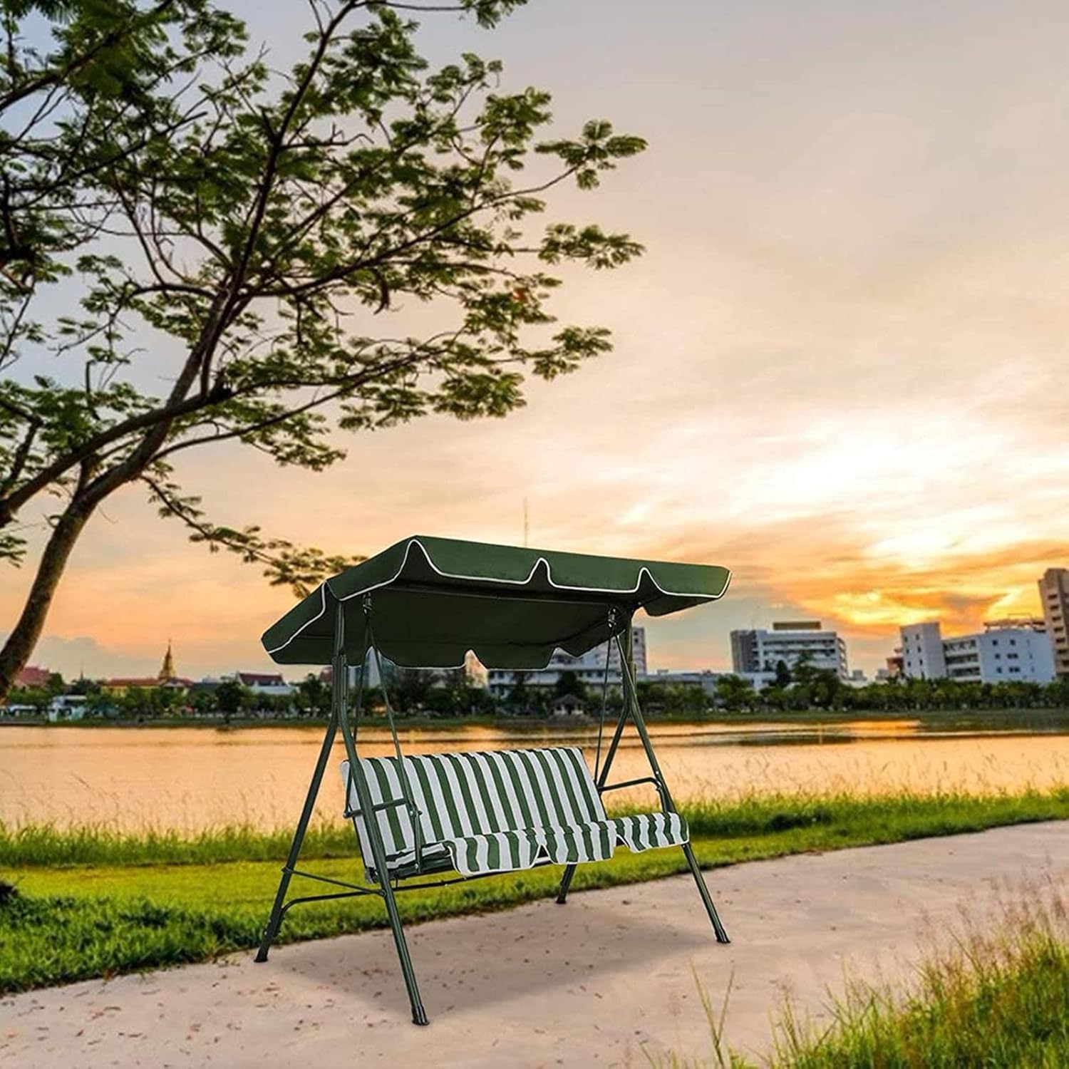 Patio Swing Canopy Waterproof Top Cover Set, Outdoor Replacement Gazebos Cover, Pergolas Chair Tent Awning Glider Porch Swings Canopies Sunproof for 2/3-Seater Cover Patio/Lawn/Garden (Red, 74.8in)